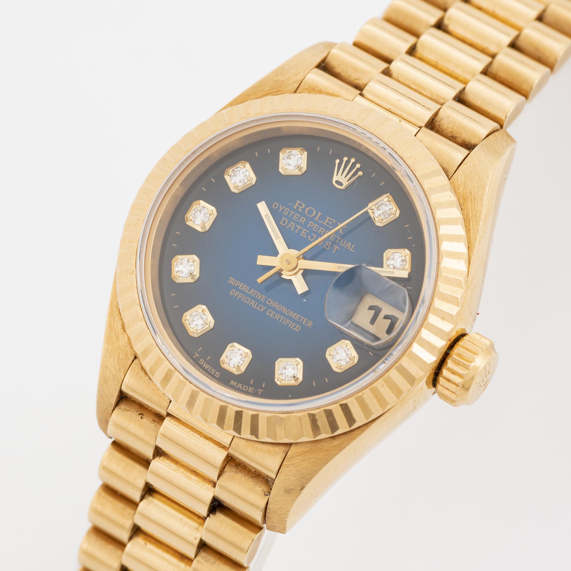 Rolex, Oyster Perpetual, Datejust, "Dégradé Diamond Dial", wristwatch, 26 mm.