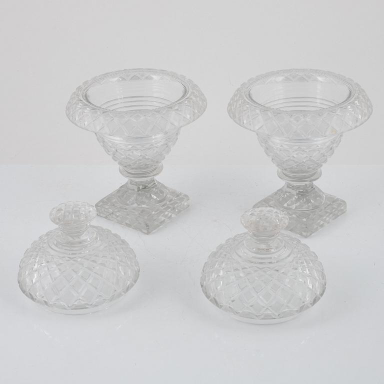 A pair of glass cups, possibly England, 19th century.