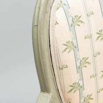 A Gustavian armchair by Johan Erik Höglander, master in Stockholm 1777-1813. Signed IEH.