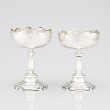 A pair of silver beaker/chalice. Assay master mark of Ivan Lebedkin, Moscow 1899-1908.