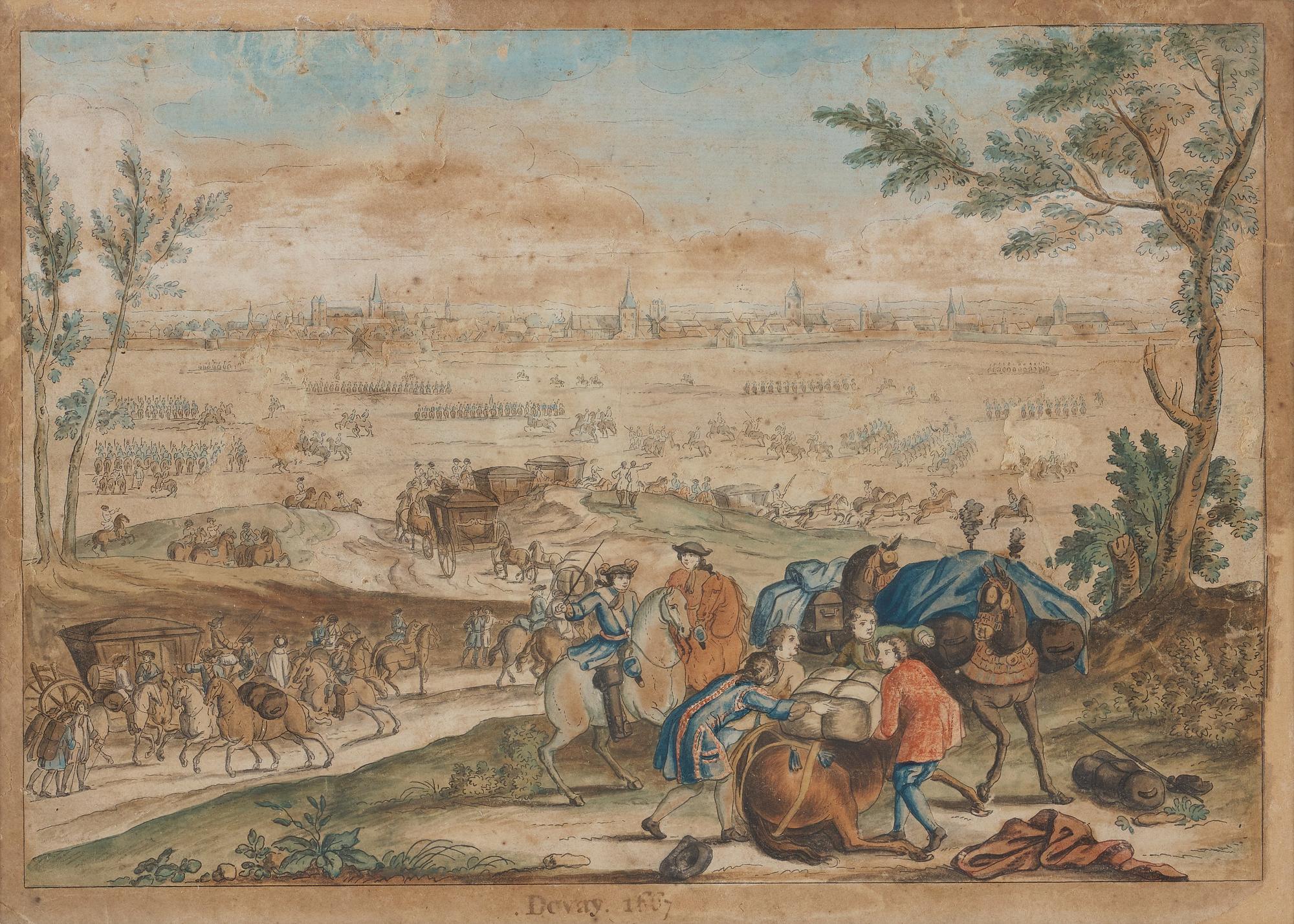 ADAM FRANS VAN DER MEULEN, Tillskrivna, akvareller, 6 st.