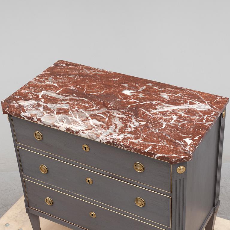 A Gustavian style chest of drawers, late 19th century.