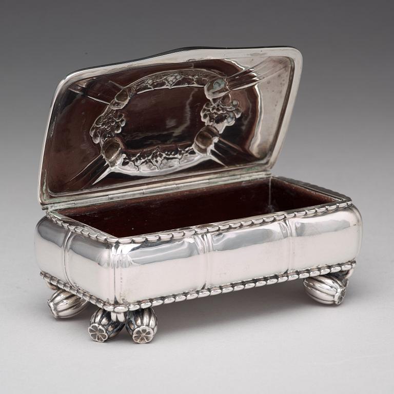 Georg Jensen, an 830/1000 silver box, Copenhagen 1919, design nr 133.