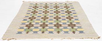 Judith Johansson a carpet, "Höstkastanj", flat weave, c. 242 x 167 cm, signed JJ.