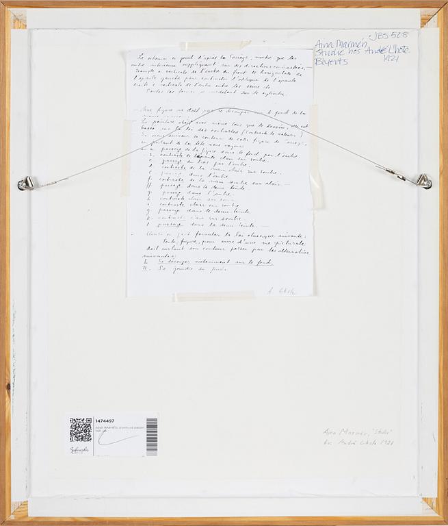 Aina Marmén, pencil on paper, signed.