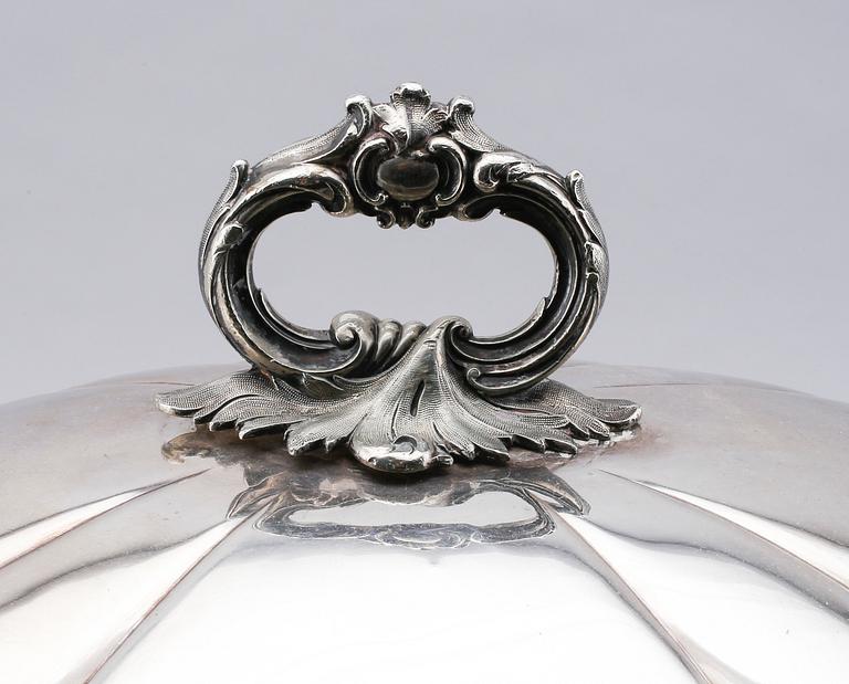 STEKHUV SAMT BRICKA, nysilver, 1800-/1900-tal.
