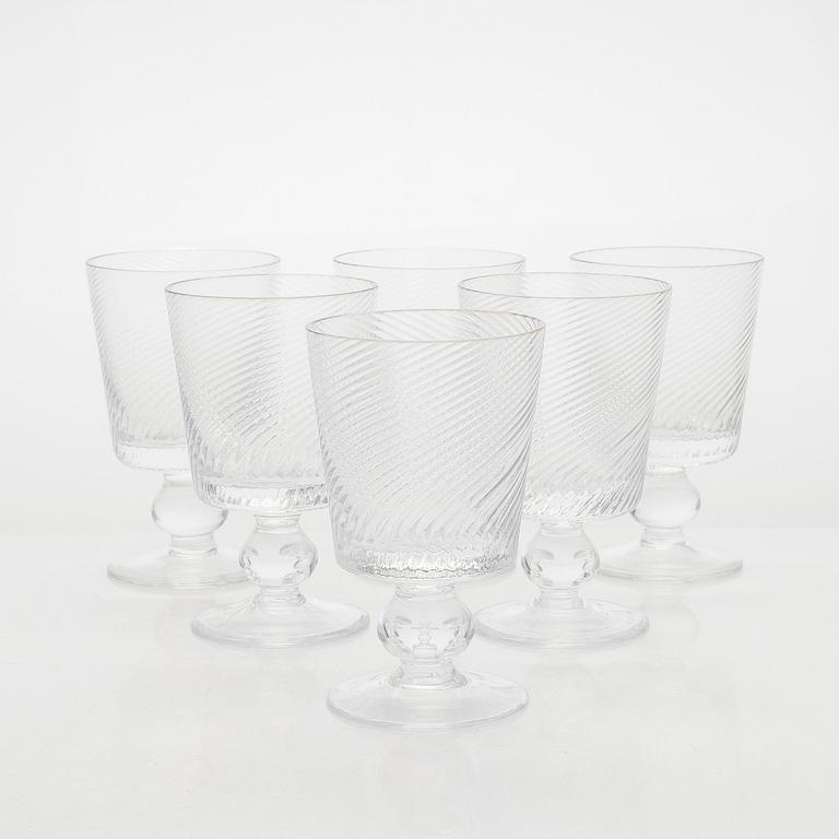 Saara Hopea, a set of 6 drinking glasses, model "Master" 2125, Nuutajärvi Notsjö. Designed in 1954.