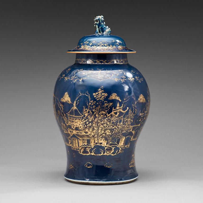 A 'powder blue' jar with cover, Qing dynasty, Qianlong (1736-95).