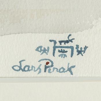 Lars Pirak, akvarell, signerad.