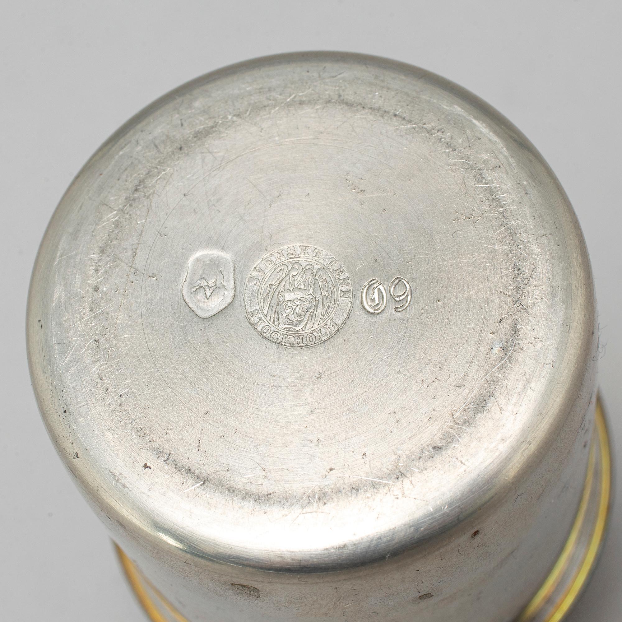 ESTRID ERICSON, a lidded pewter jar from Svenskt Tenn, Stockholm, 1964.