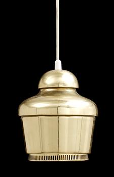 An Alvar Aalto brass ceiling lamp 'Golden Bell' by Valaistustyö Ky, Finland.