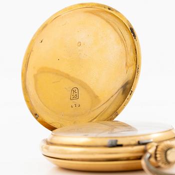 Pocket watch, hunter, 18K gold, 53 mm.
