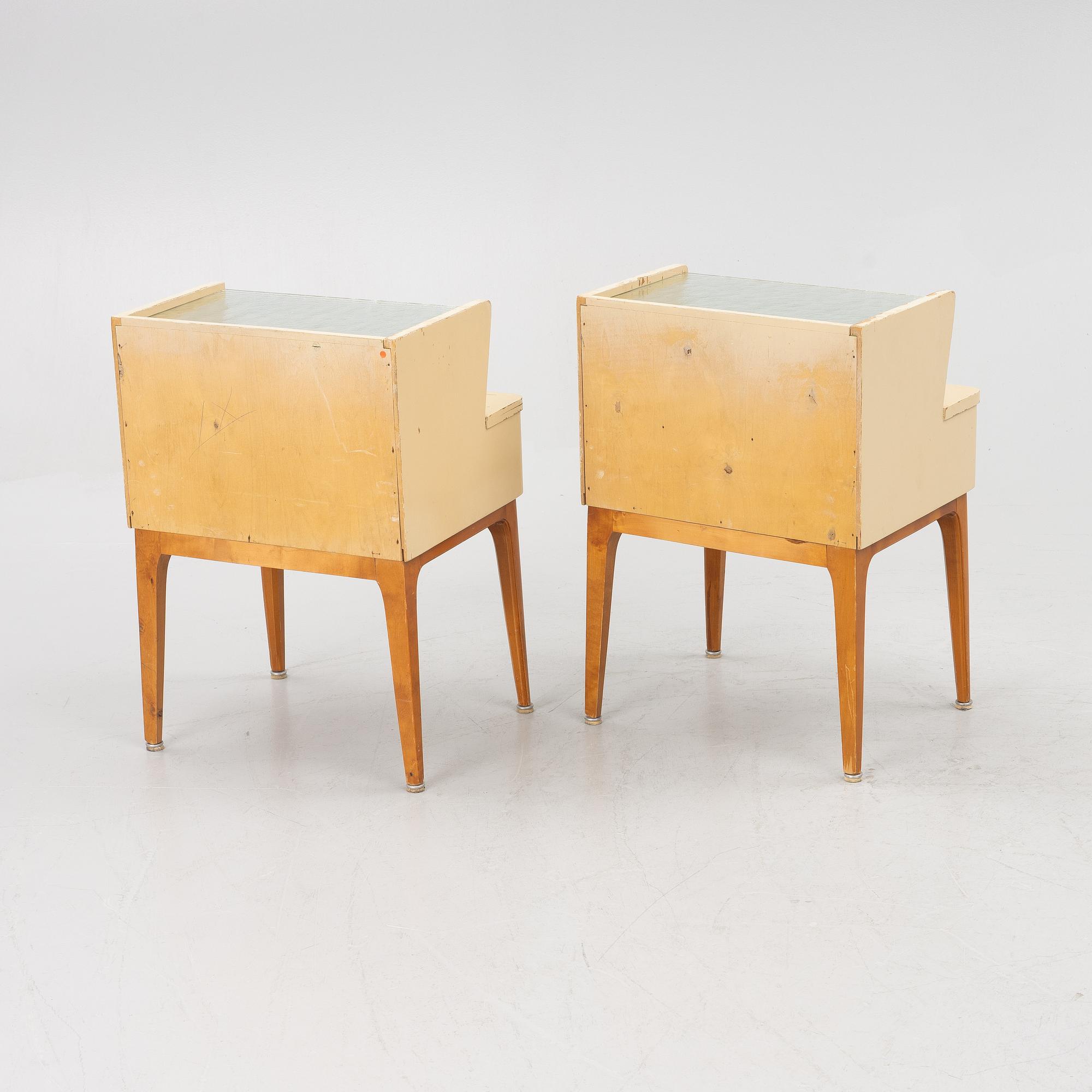 Bedside tables, a pair, first half of the 20th century.