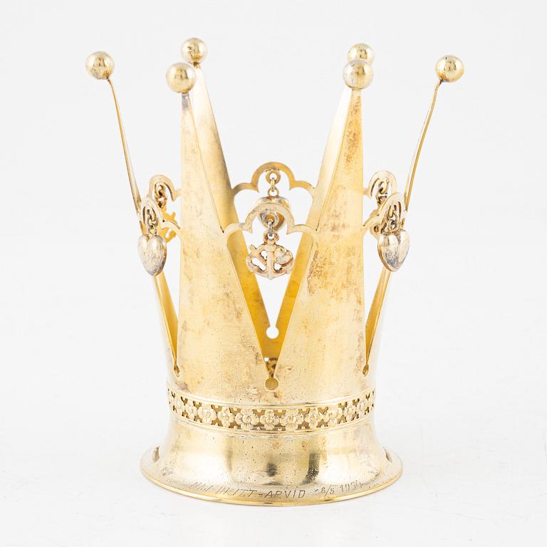 A Swedish Silver-Gilt Bridal Crown, mark of K&E Carlson, Gothenburg 1951.