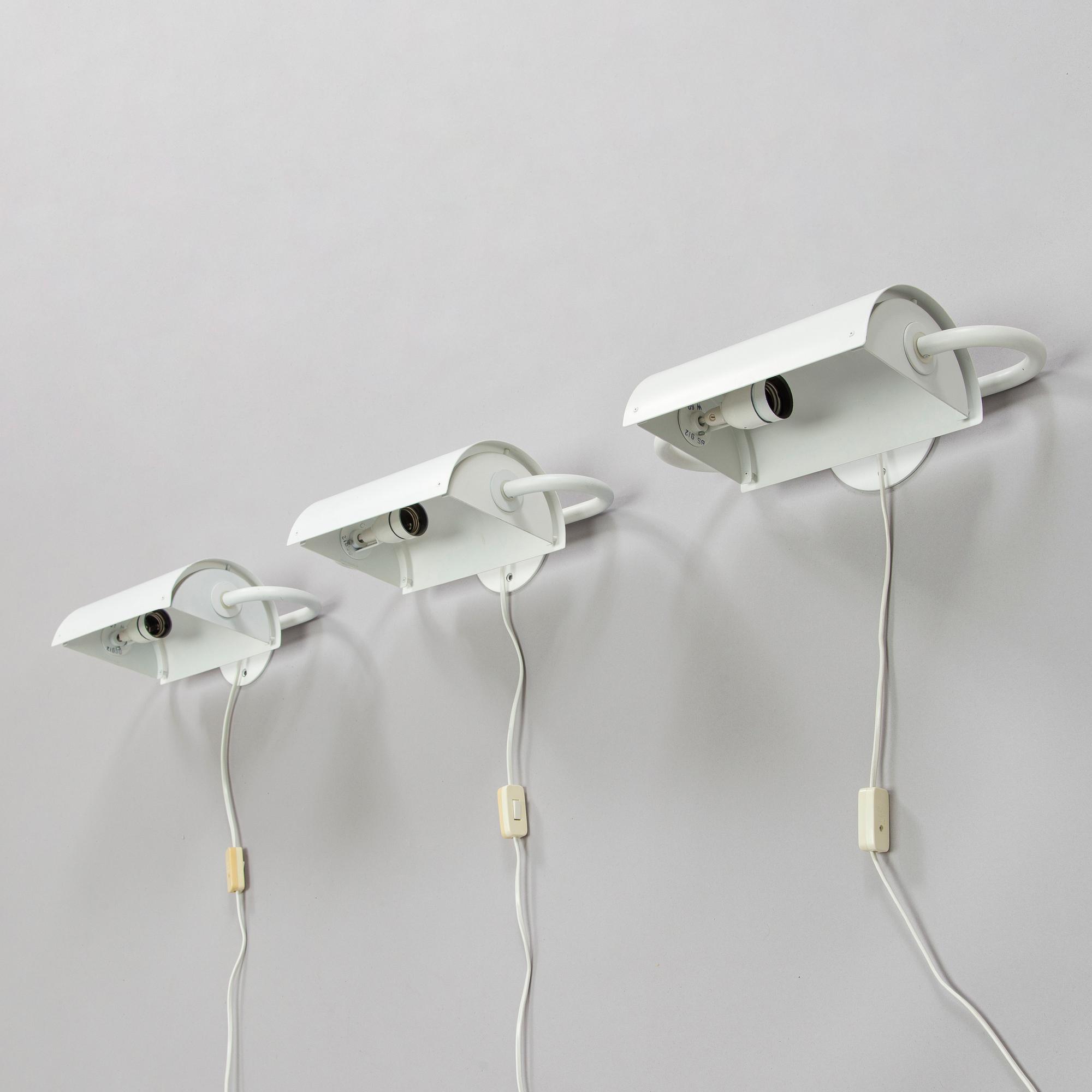 Ben af Schultén,  A set of three 1970s "BS 912" wall lights by Metallimestarit for Artek Finland.