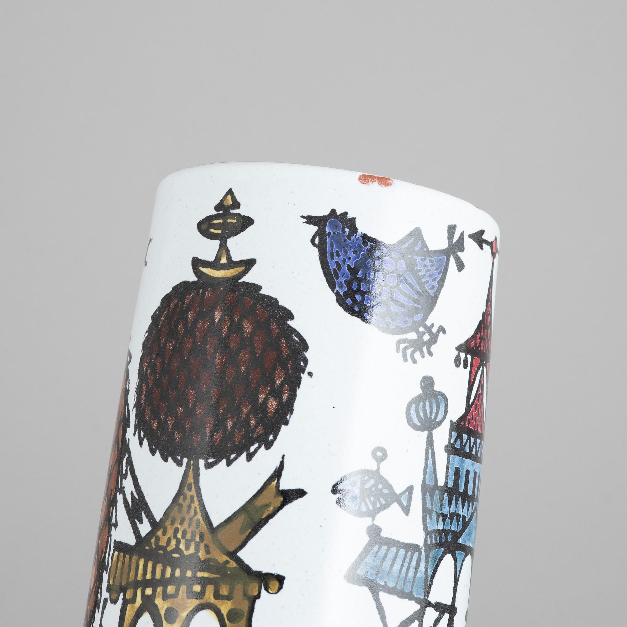 An earthenware 'Karneval' vase by Stig Lindberg, Gustavsberg Studio.