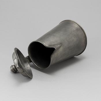 A SWEDISH PEWTER TANKARD, 19th century.