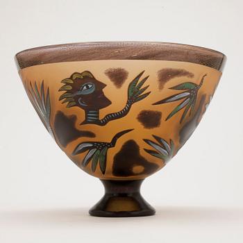 SKÅL, juvelglas, Ulrica Hydman-Vallien, Orrefors 1986.