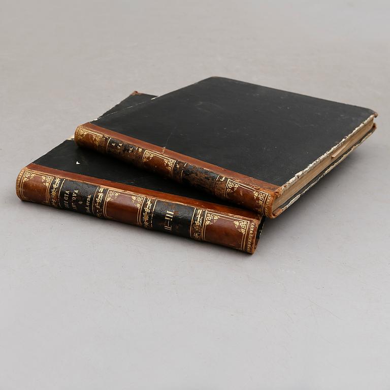 BOKVERK, 2 st, "Suecia Antiqva & Hodierna", 1800-tal.