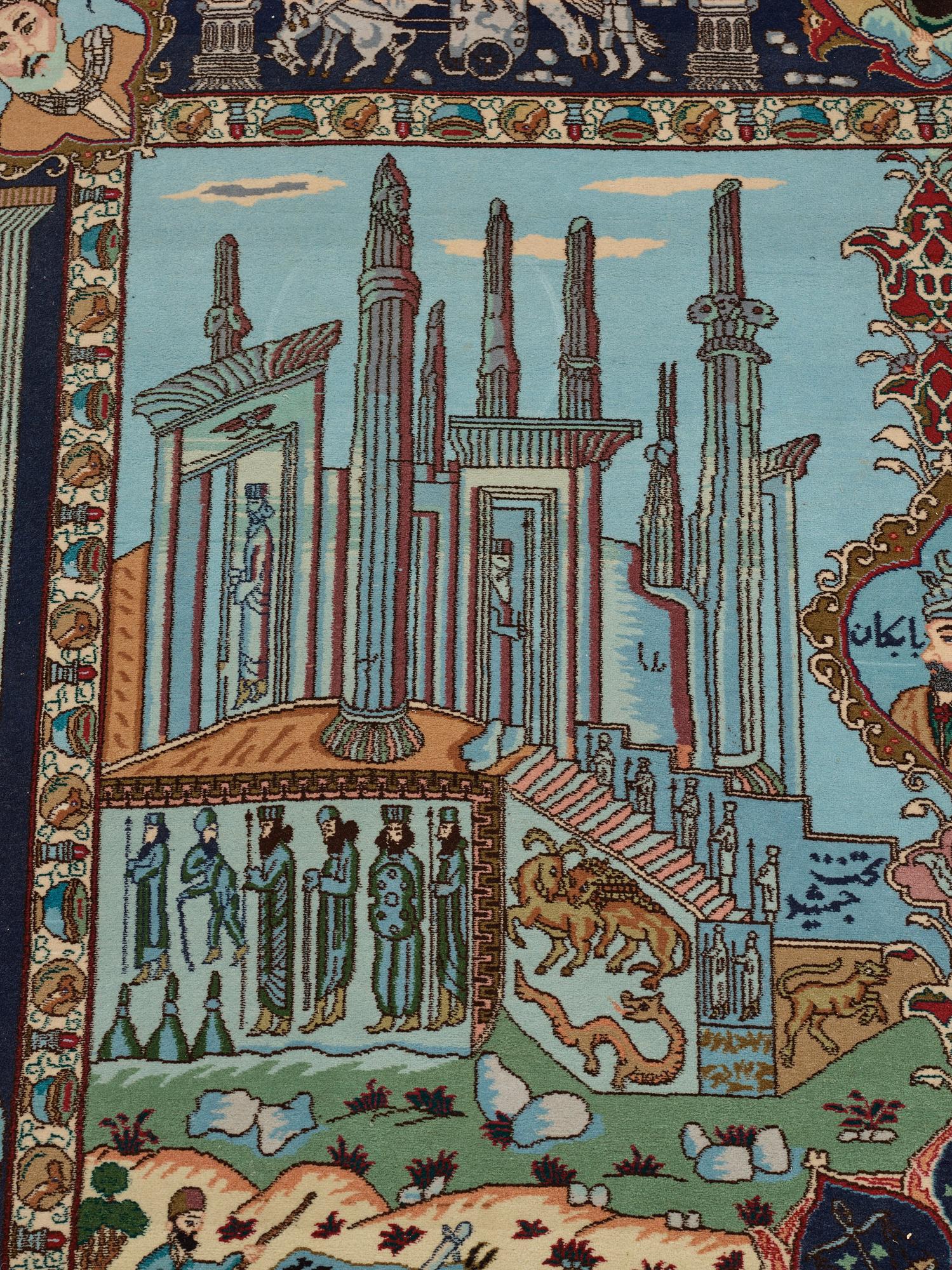 Matto, Old Tabriz figural, "The four seasons", ca 274 x 176 cm.