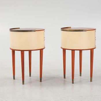 A pair of bedside tables, Halvdan Petterssons Möbelfabrik, Tibro, Sweden, mid 20th century.