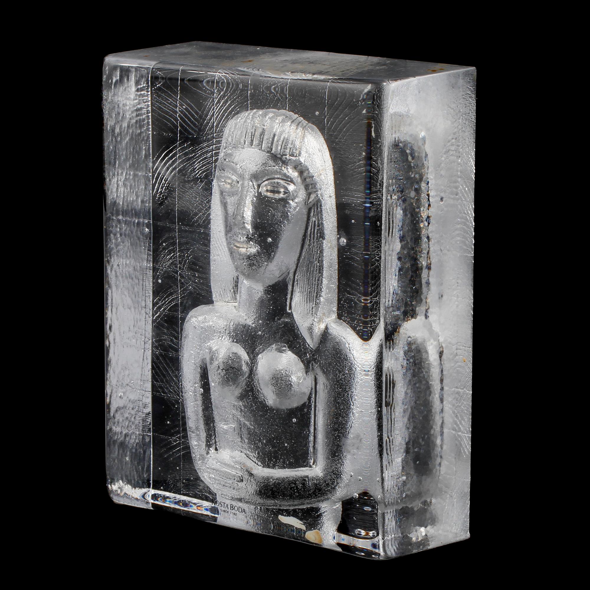 SKULPTUR, glas, Bertil Vallien, Kosta Boda, signerad, sent 1900-tal.