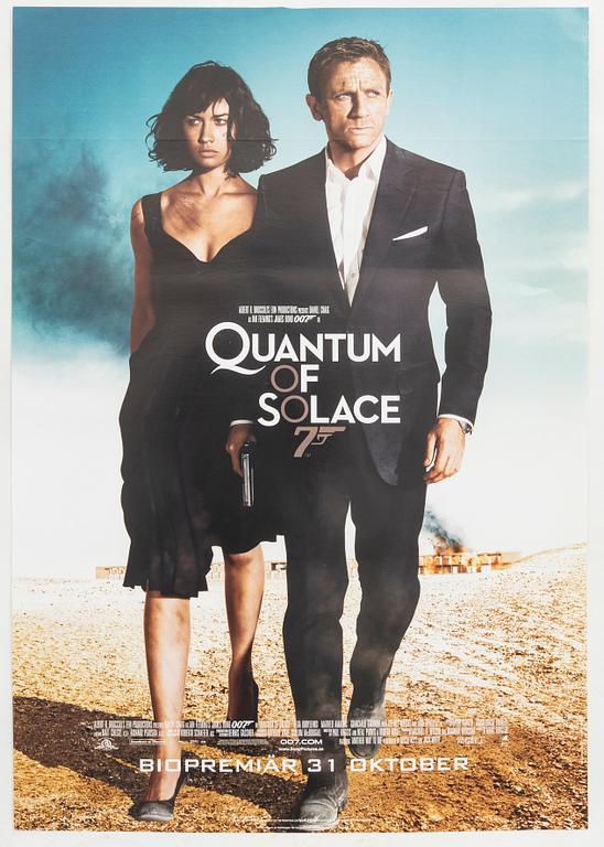 A Swedish movie poster James Bond "Quantum of Solace" 2008.
