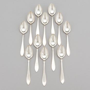 A set of twelve AG Dufva silver coffee spoons, made in Stockholm 1923.