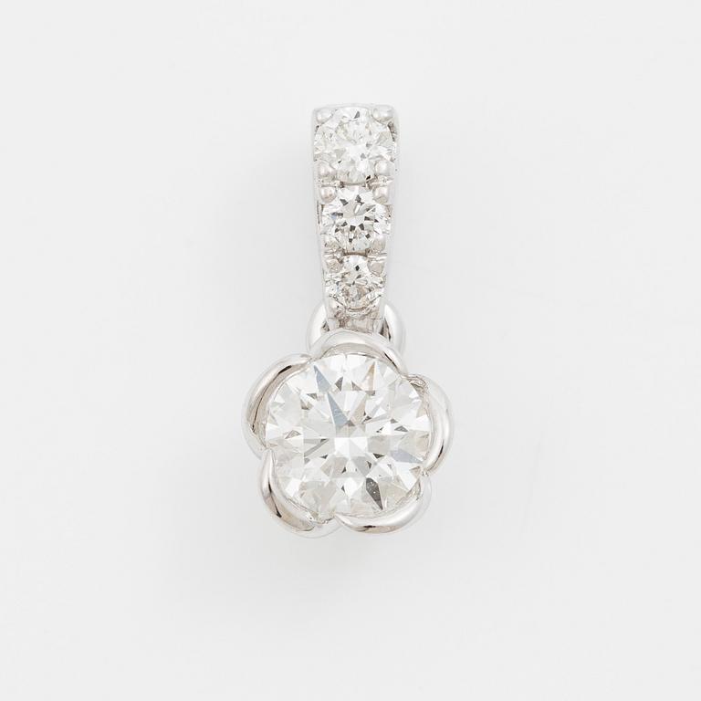 Pendant in 18K white gold with brilliant-cut diamond,