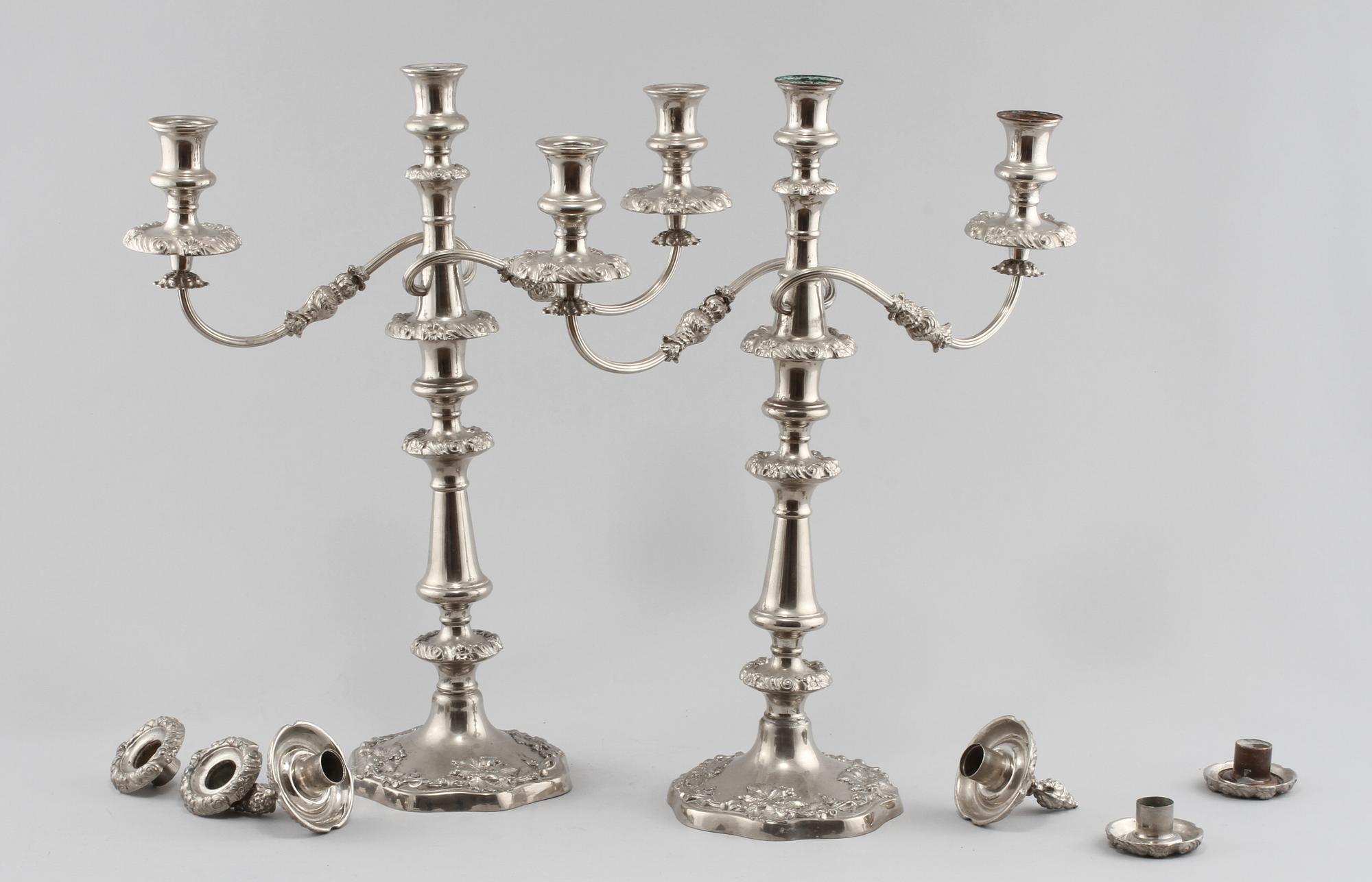 KANDELABRAR, ett par, nysilver, 1900-talets mitt/andra hälft.