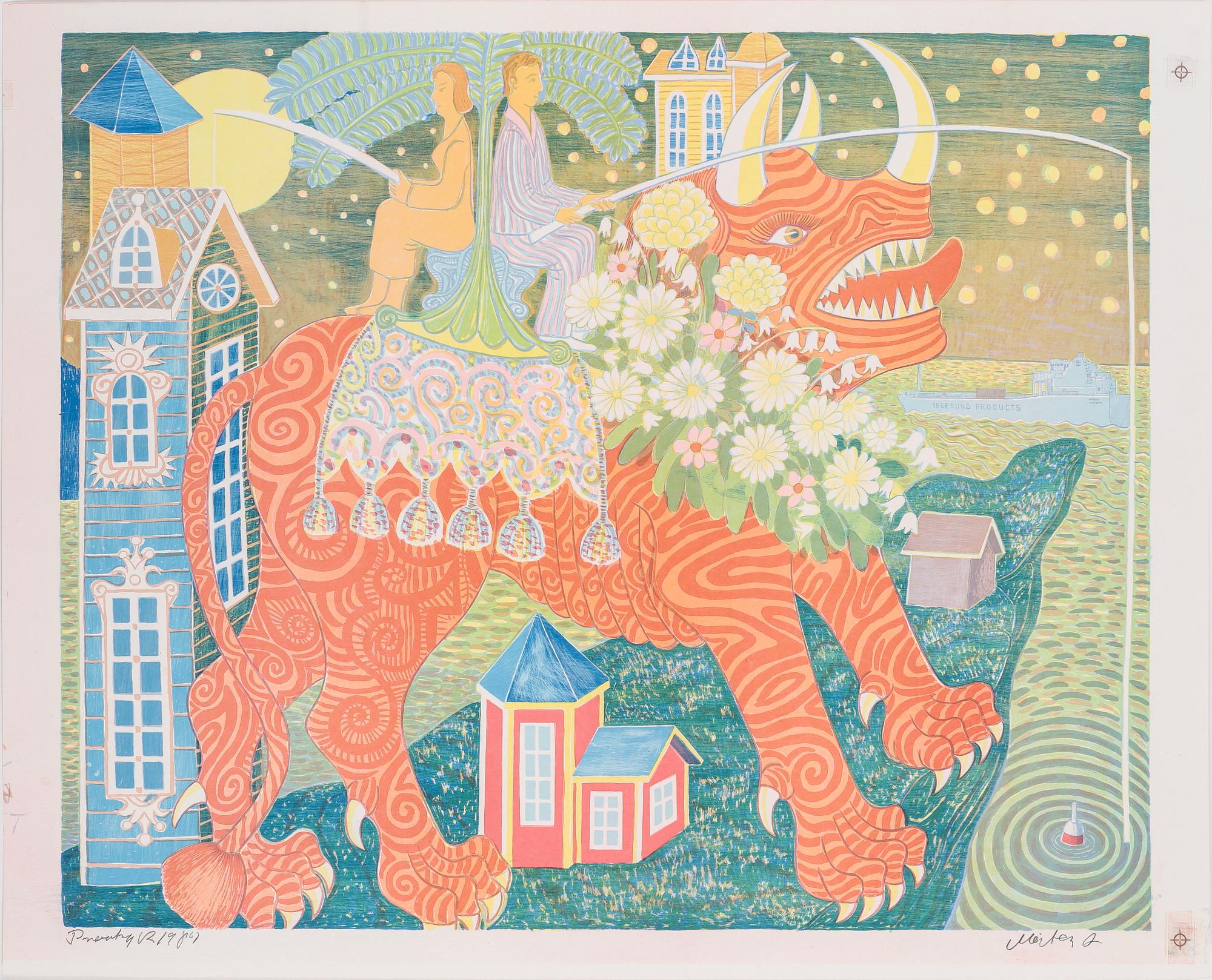 MÅRTEN ANDERSSON, 3st färglitografier, signerade, provtryck, daterade 1983 resp 1986.