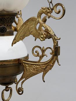 TAKFOTOGENLAMPA, renässansstil, omkring år 1900. Höjd ca 68 cm.