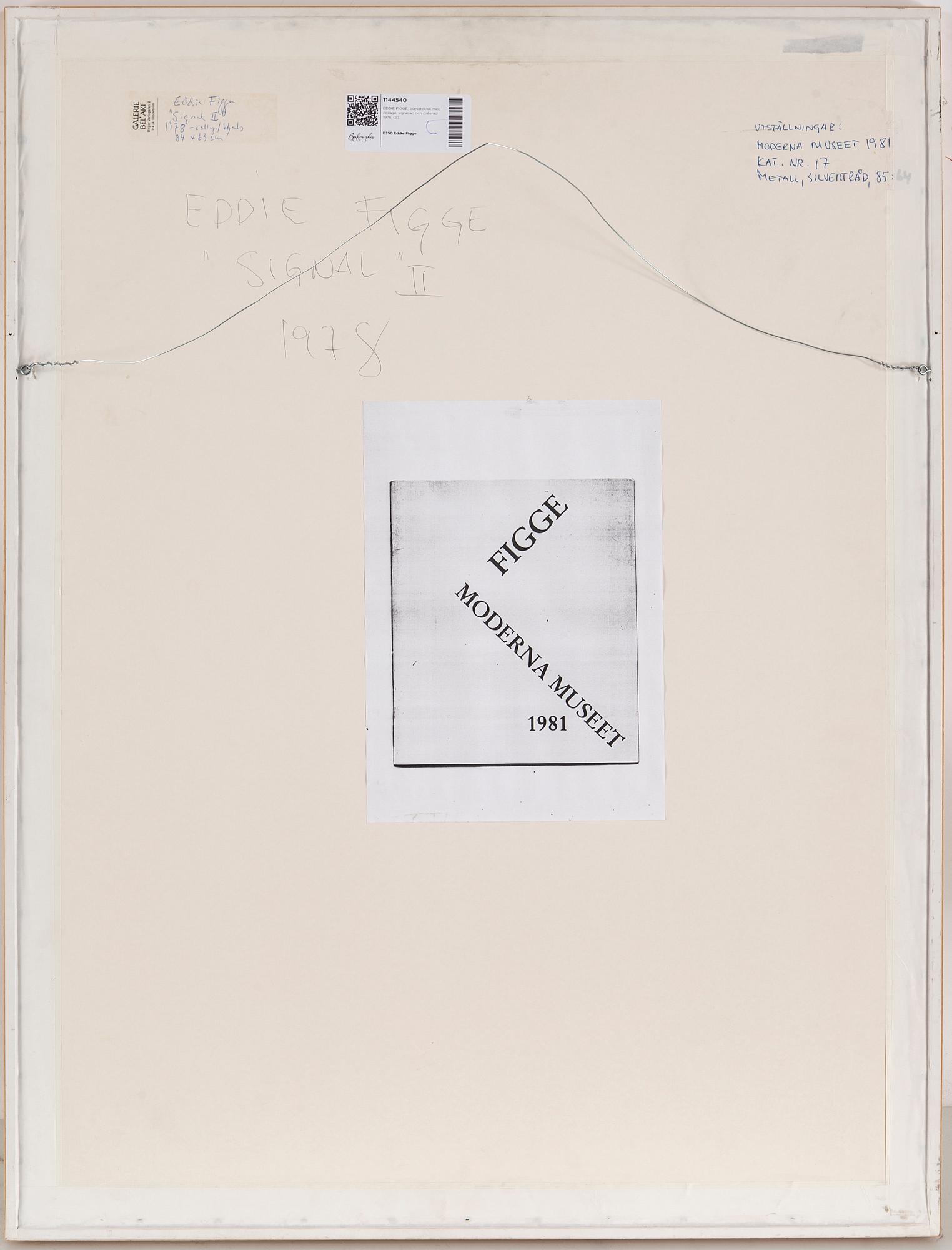 EDDIE FIGGE, mixed media and collage, signed and dated 1978.