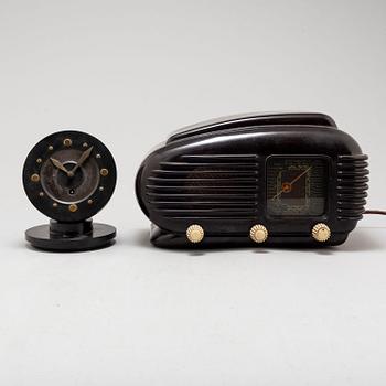 TESLA, "308U Talisman", rörradio Tjeckoslovakien 1930-tal. Samt Bordsur Bakelit 1930-tal.