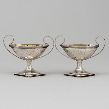 N ÖHSTEDT, saltkar ett par, silver, empire, Piteå 1841.