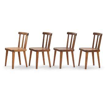 146. Axel Einar Hjorth, a set of 4 stained pine 'Utö' chairs, Nordiska Kompaniet, Sweden 1930s.