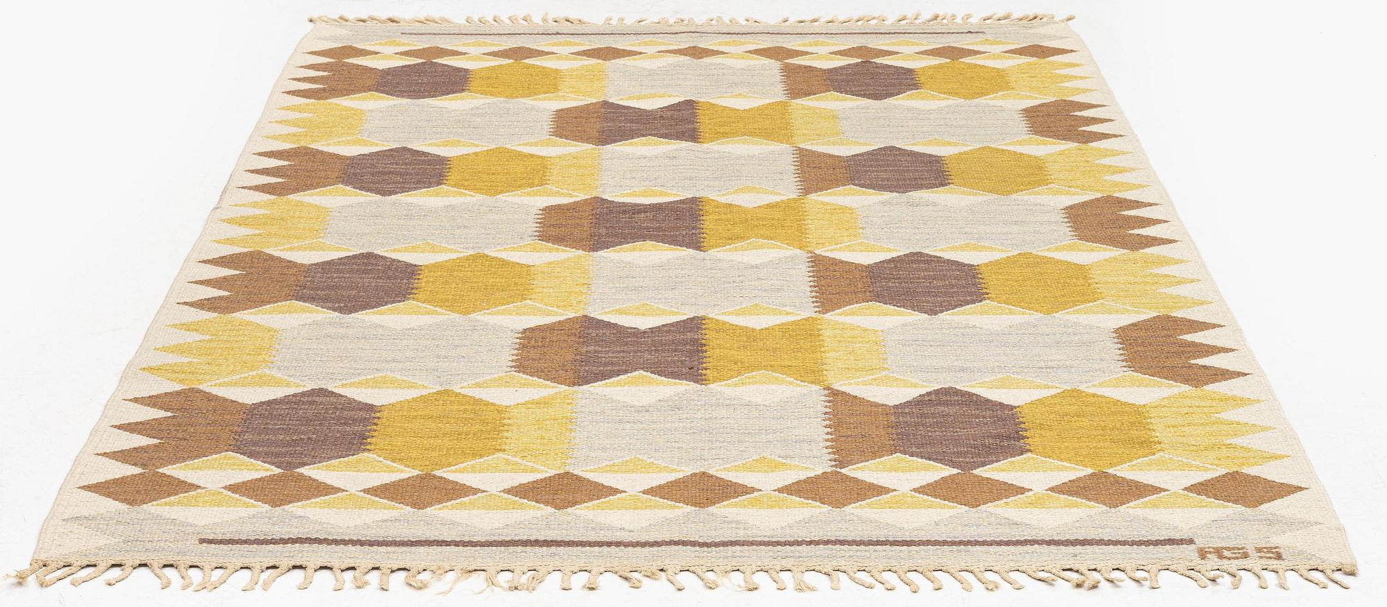 Anna-Greta Sjöqvist, matta, gobelängteknik, 252 x 166 cm, signerad AGS.