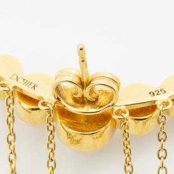 Maria Nilsdotter, a single earring, "rain earring" and a pair, silver with pearls and quartz.