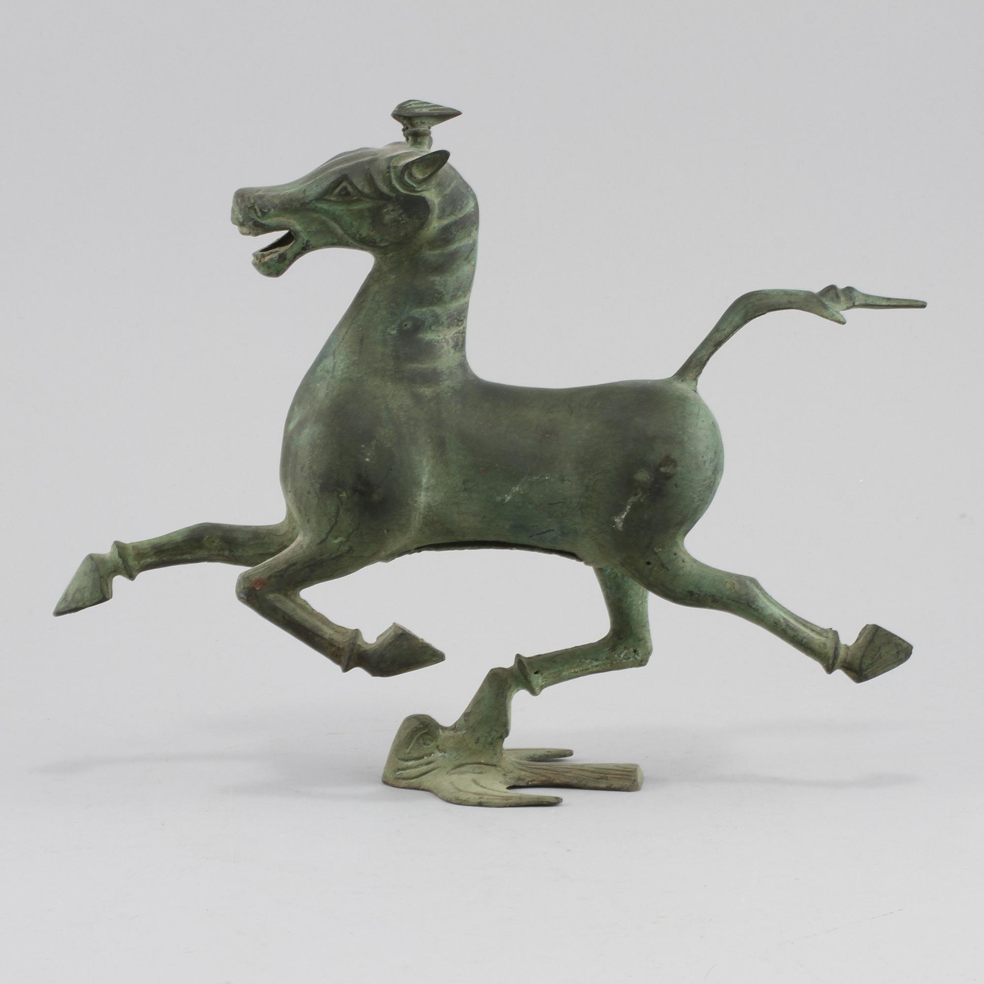FIGURIN, grönpatinerad metall, orientalisk,  1900/2000-tal.