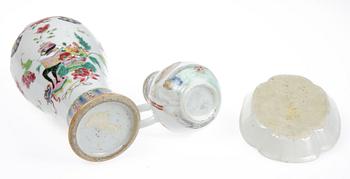 PARTI PORSLIN och EMALJ, 6 delar, Kina, 1800-tal.