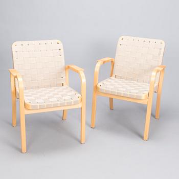 ALVAR AALTO, KARMSTOLAR, ett par, modell 45, Artek, 1900-talets slut.