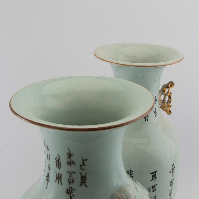 Floor vases 2 similar China 20th century porcelain.