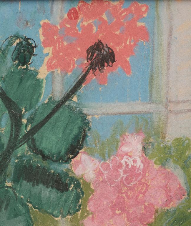 Inge Schiöler, Pelargoniums in the window.