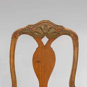 A set of six similar rococo chairs, 18th century.