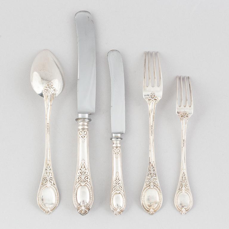 Cutlery set, 10 pieces, silver 800/1000, Bruckmann & Söhne, Germany, early 20th Century.