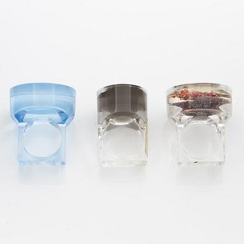 Siv Lagerström, three acrylic rings, 1970s.