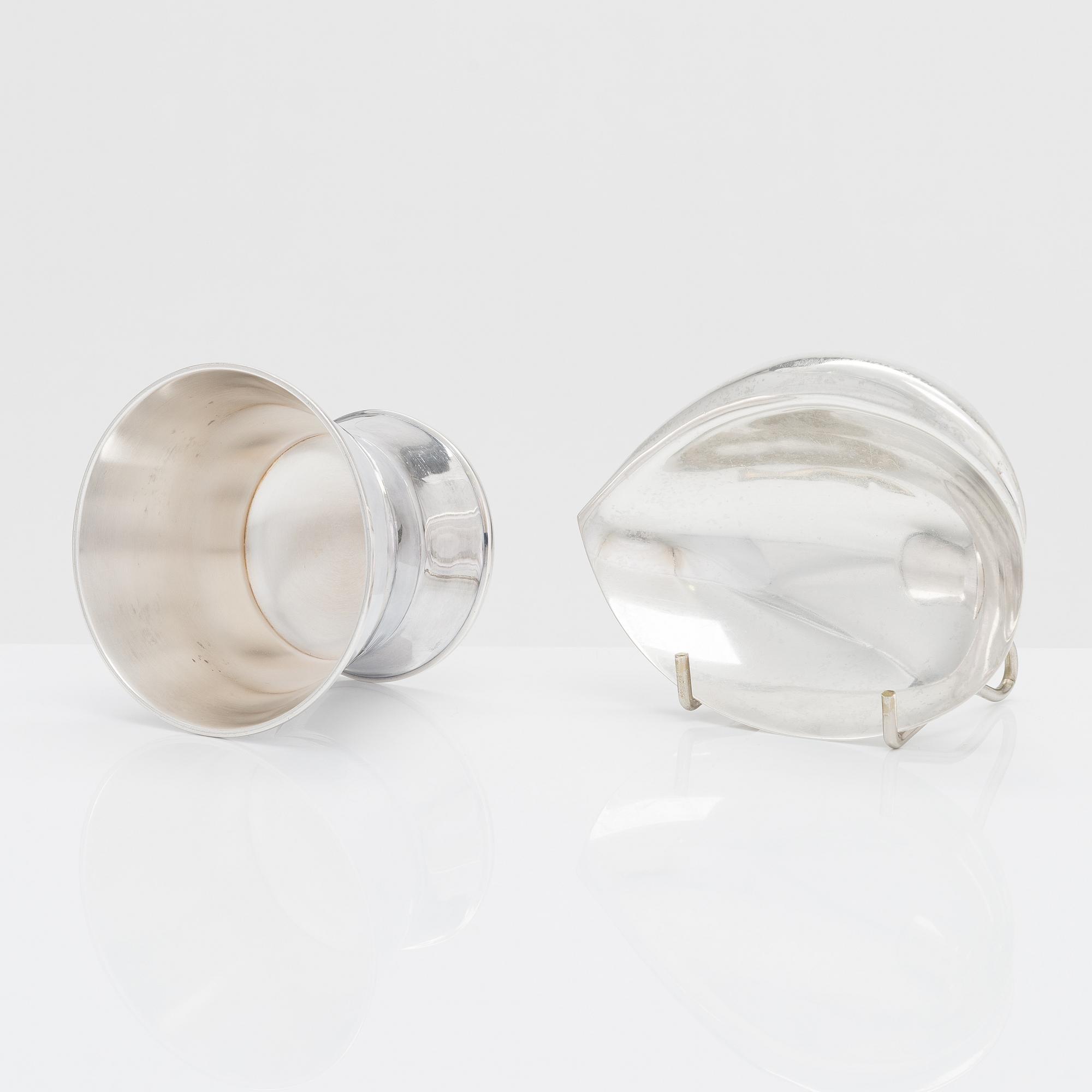 Tapio Wirkkala, silver bowl and sugar bowl, Kultakeskus, Hämeenlinna 1955 ja 1959.