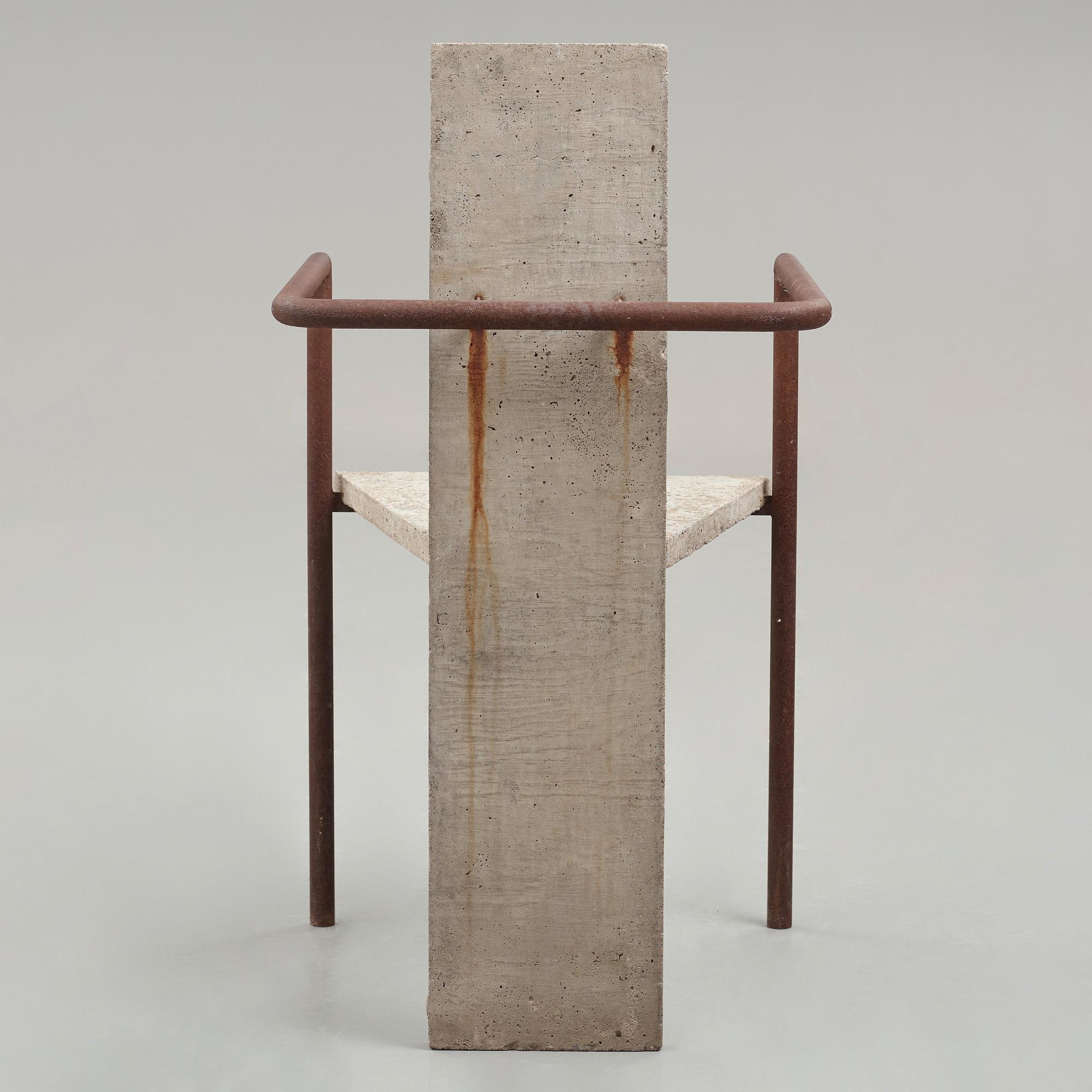 Jonas Bohlin, a "Concrete" armchair, Källemo, Värnamo, Sweden 1981.