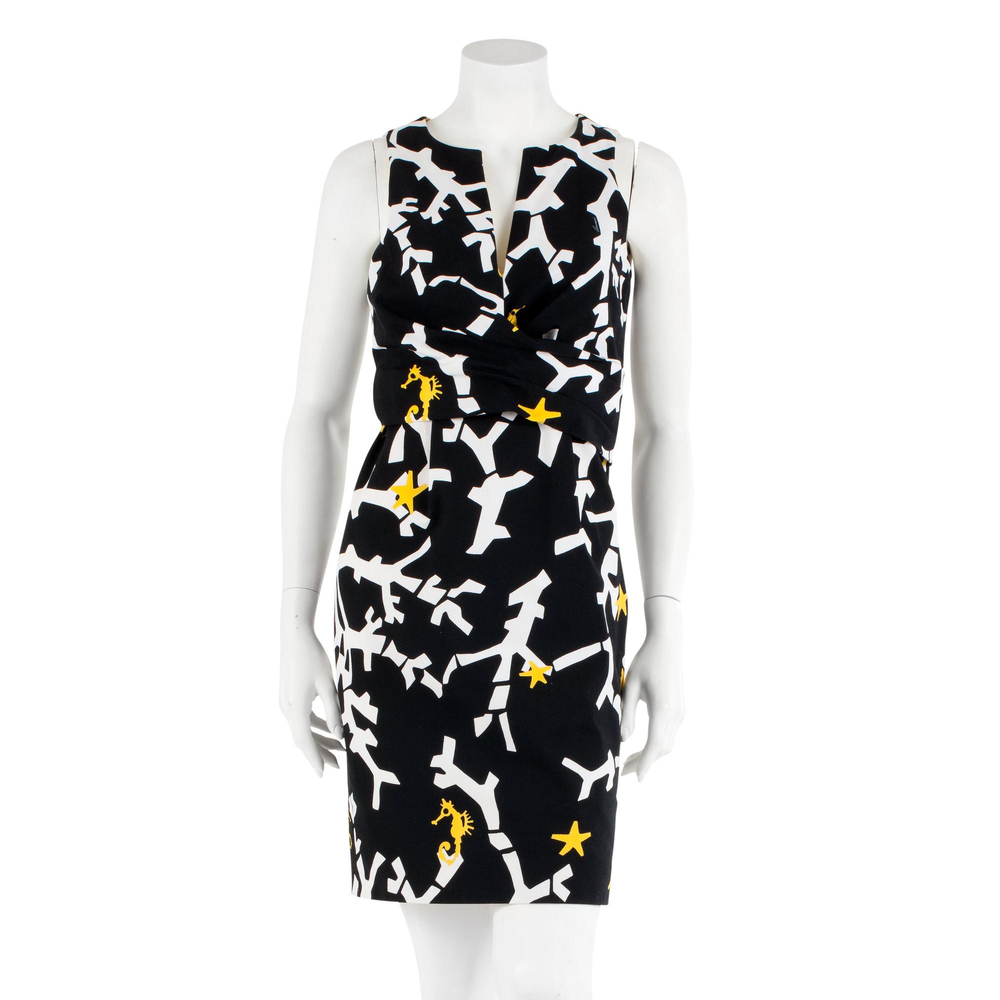 GUCCI, a black-and white printed cotton dress, italian size 42.
