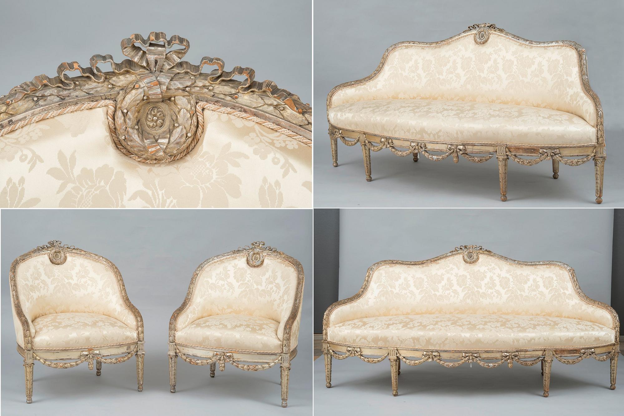 A RUSSIAN IMPERIAL FURNITURE SET, 6 PIECES.